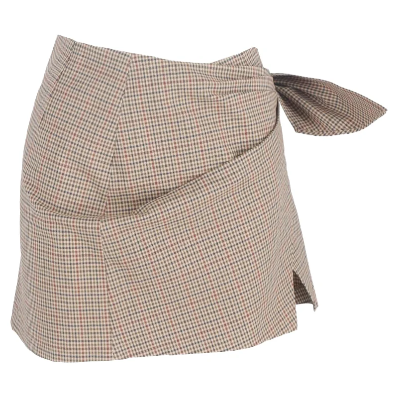 Versatile Style Wardrobe Etoile Isabel Marant Plaid Mini Wrap Skirt in Brown Cotton