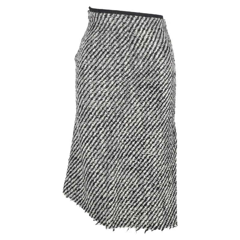 Wardrobe Update Isabel Marant Tweed Side Slit Midi Skirt in Black and White Wool