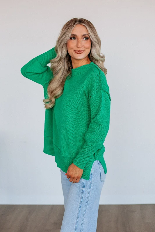 Luxe Women's Fashion Odelia Oversized Sweater - Kelly Green