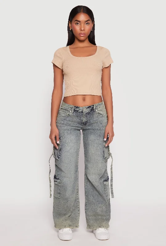 Sleek Design VIP Low Rise Wide Leg Cargo Jeans