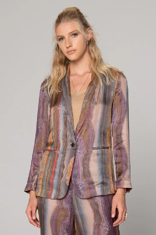 Versatile Wardrobe Essentials Lost Horizon Printed Chiffon Blazer - Multi