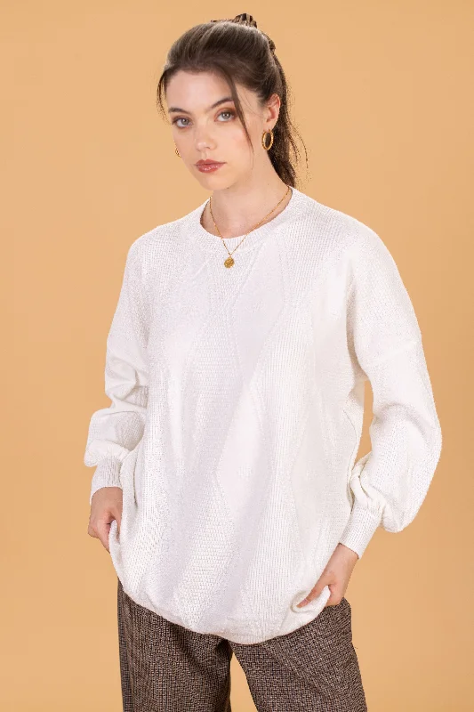 Playful Elegance Knit Sweater Henri White