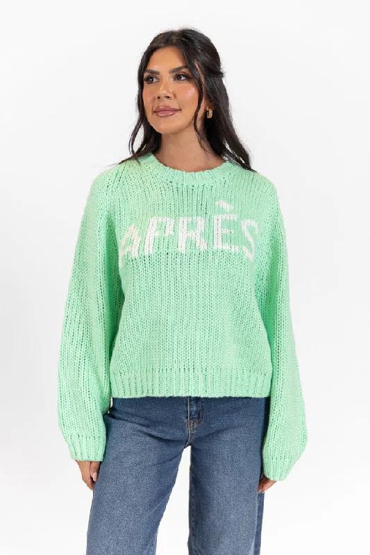 Dreamy Aesthetic Apres Party Green Sweater SALE