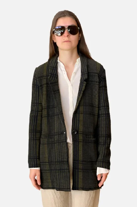 Effortless Style, Endless Impact Plaid Mid Length Jacket - Green