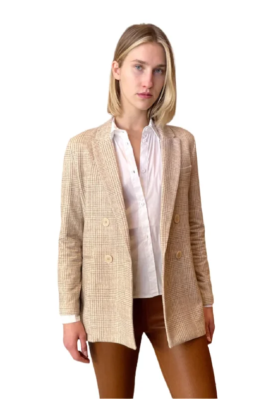 Daily Deals Jersey Check Print Blazer - Crema