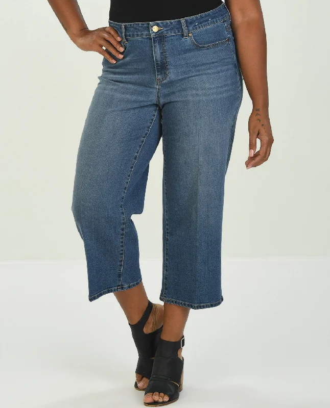 Feminine Soft - Hued Look D Jeans Plus Recycled Wide Leg Ankle Jean