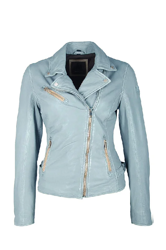 Contemporary Chic Sofia Leather Jacket - Winter Sky