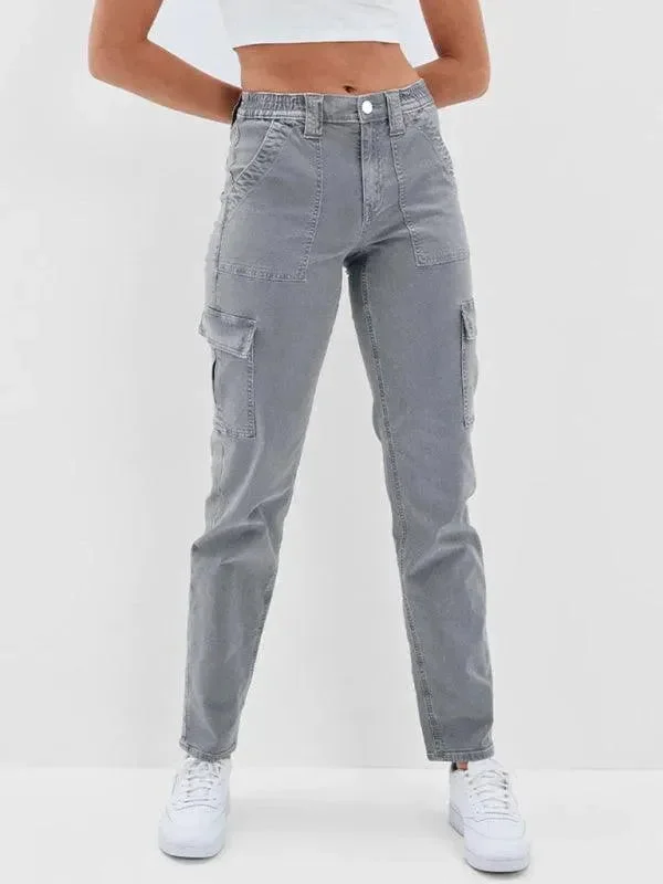 Stylish Savings Washed Women Cargo Denim Jeans