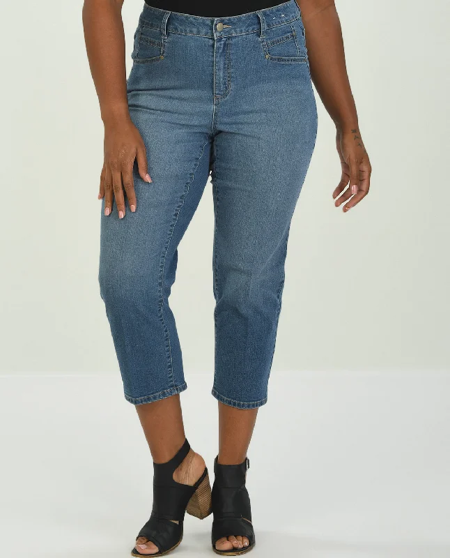 Minimalist Office - Ready Style D Jeans Plus Straight Leg Ankle Jean with Pockets