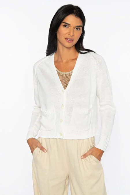 Chic And Comfortable Kinross Cashmere Crop Button Cardigan