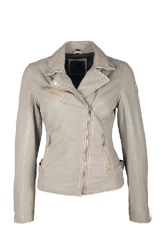 Limited Time Offers Sofia Leather Jacket - Silver Grey