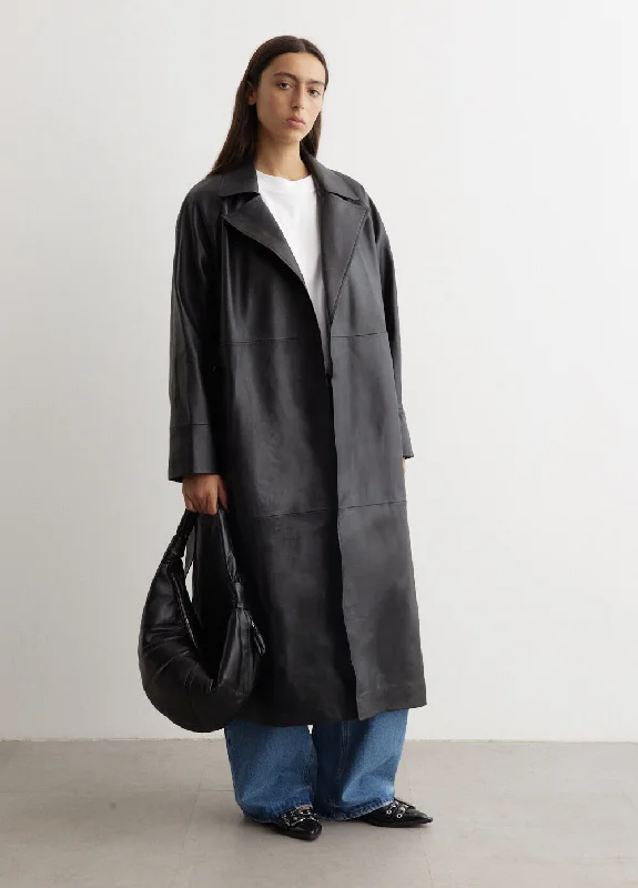 Exclusive Designer Collection Bridges Leather Trench Coat