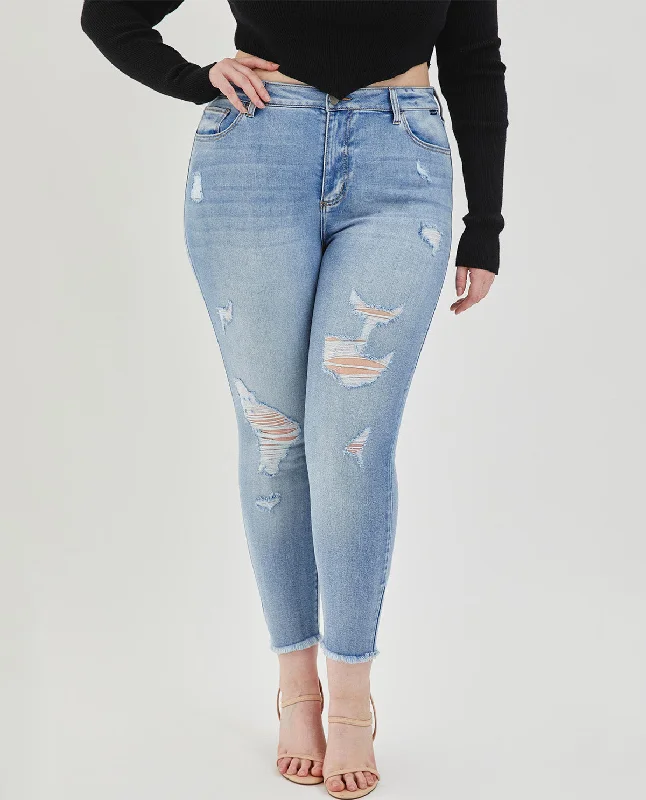 Style Upgrade Cello PLUS Mid-Rise Crop Skinny with Fray Hem Jeans