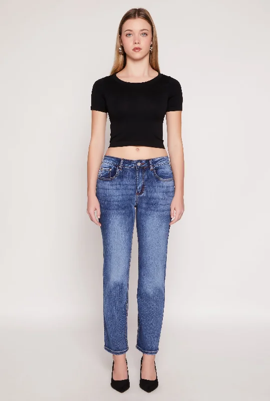 Luxe Layering WAX Straight Leg Whiskered Jeans