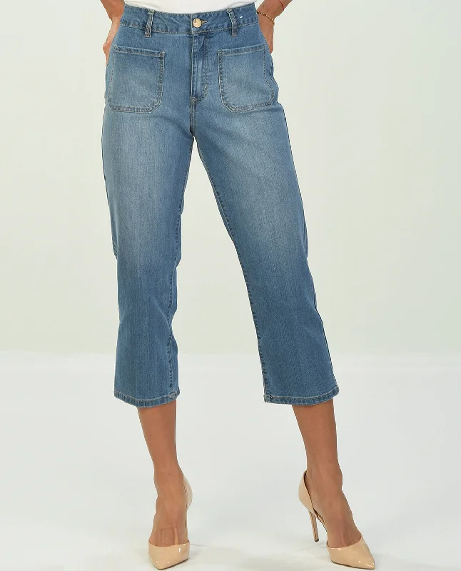 Fashion Sale D Jeans Patch Pocket Crop Jean