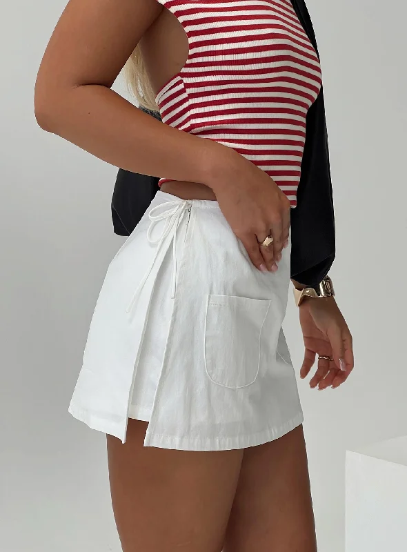 Casual Chic Clothing Gigi Wrap Skort White Petite