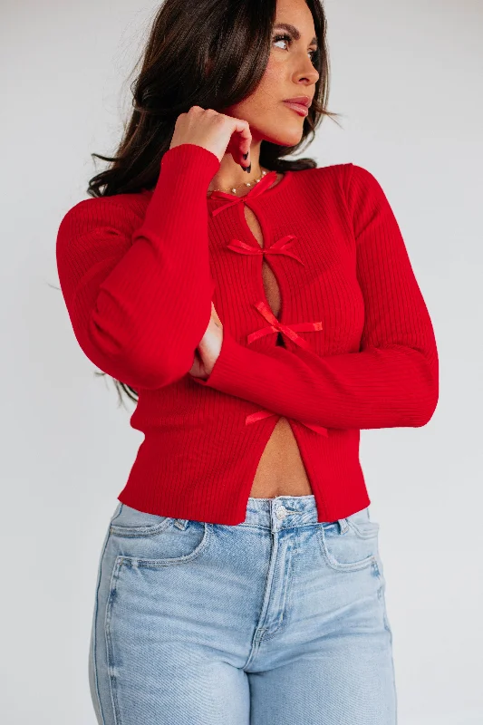 Subtle Sophistication Elenora Sweater Top - Cherry