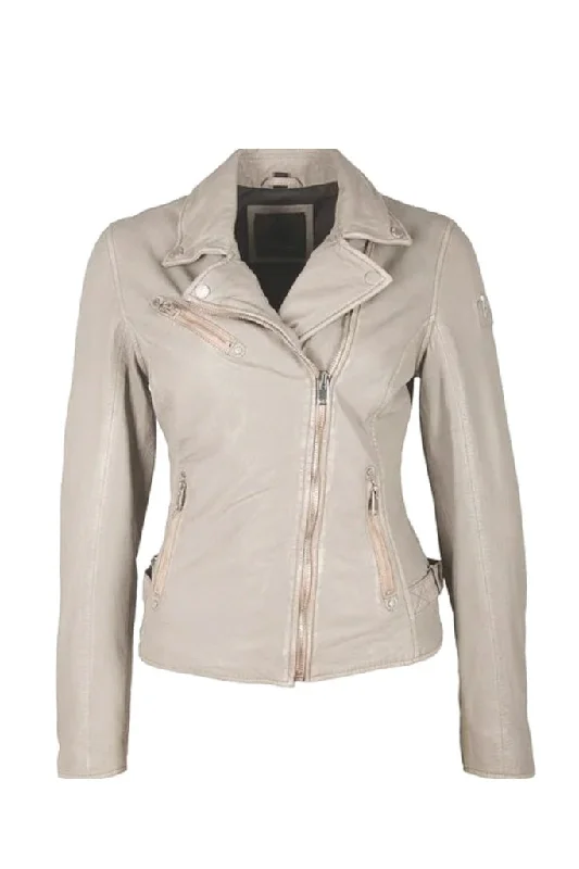 City Fashion Sofia Leather Jacket - Off White