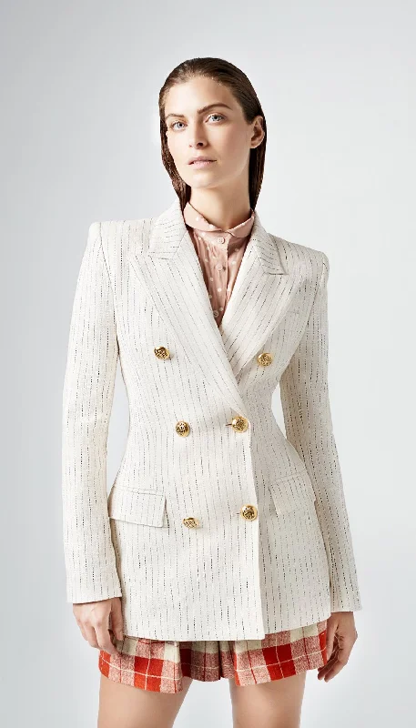 Casual Chic Ski Slope Blazer - Faded Chalk Stripe