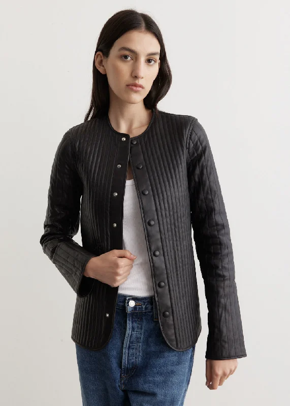 Premium Fashion Linear-Quilted Leather Jacket