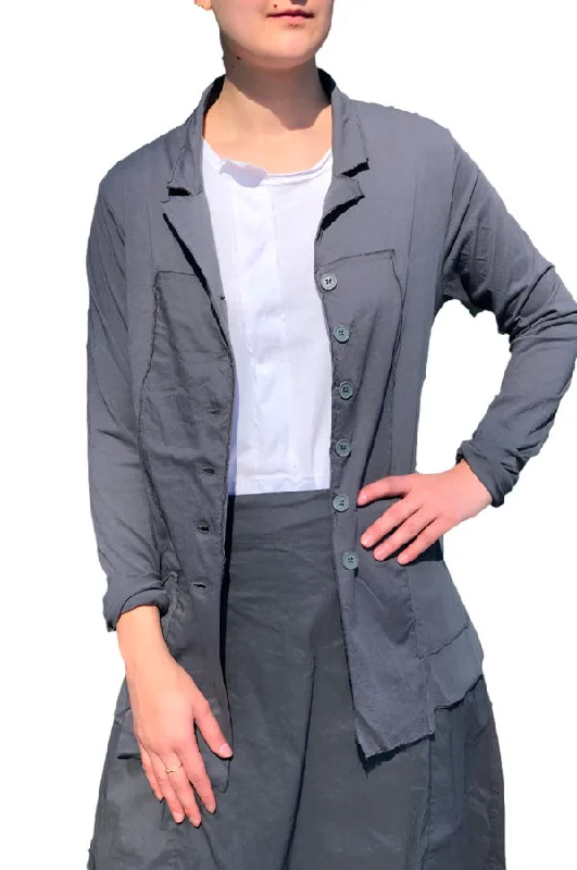 Feminine Charm Button Up Jacket - Grey