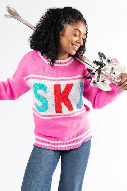 Refined Look Varsity Ski Pink Sweater SALE