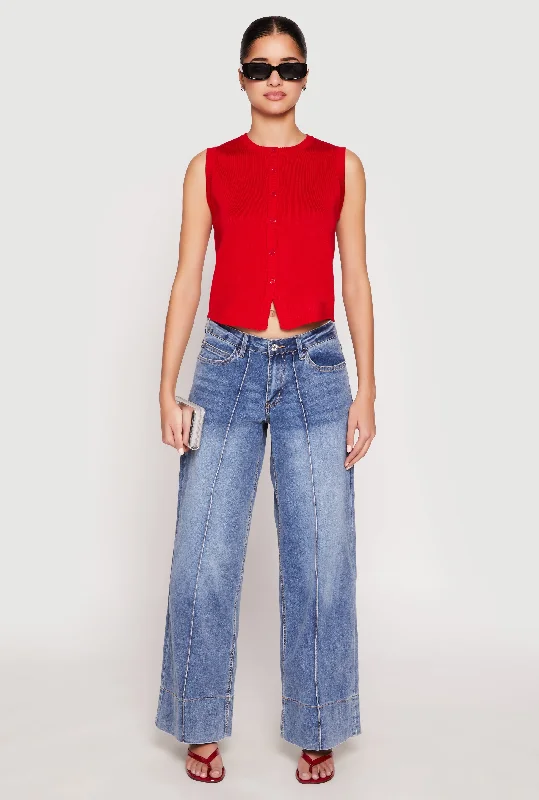 Fashion Forward Almost Famous Wide Leg Pintuck Jeans