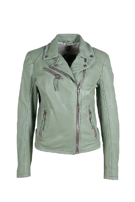 Budget Friendly Sofia Leather Jacket - Frosty Green