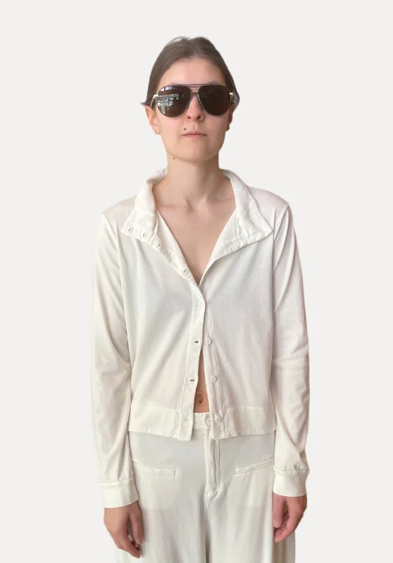 Style Revolution Boxy Fit Cotton Jersey Jacket - Ivory