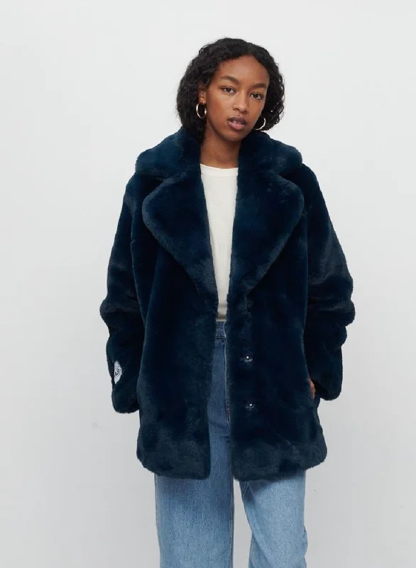 Fresh Styles, Fresh Deals Heather Faux Fur Coat - Teal