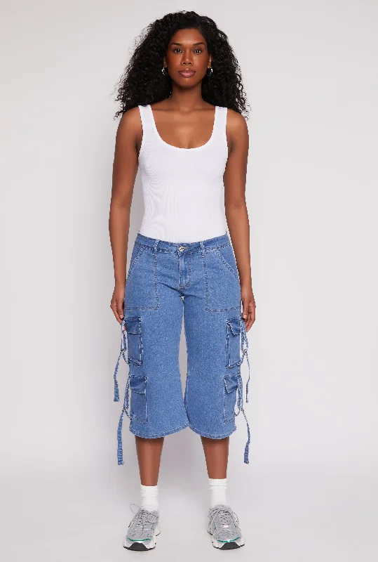 Flowy Fabric VIP Cargo Capri Jeans