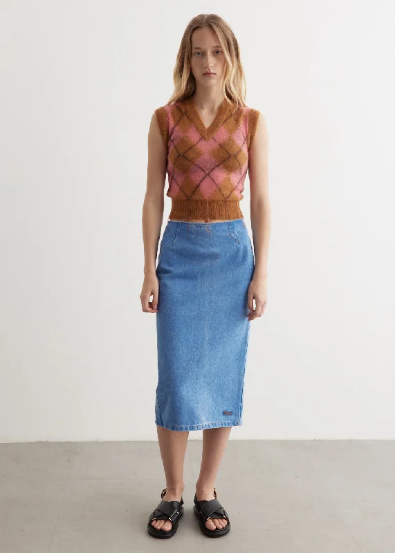 Bold Fashion Bleached Coated Denim Skirt