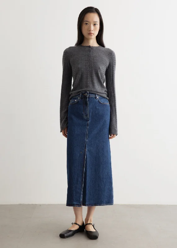 Comfort Centric Apparel Rona Long Denim Skirt