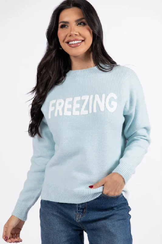 Effortless Comfort Always Freezing Blue Crew Neck Sweater SALE