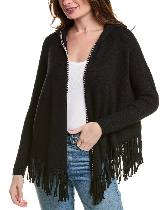 Contemporary Elegance Johnny Was Petite The Fringe Open Linen-Blend Poncho