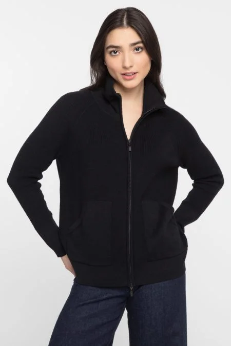 Fashion Forward, Function First Kinross Cashmere Thermal Zip Mock Cardigan