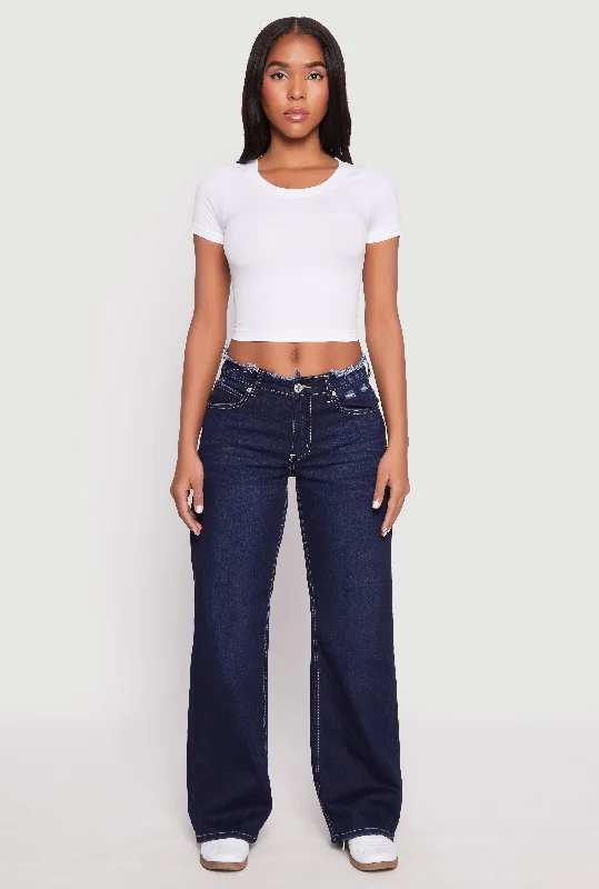 Must-Have Styles VIP Frayed Waist Wide Leg Jeans