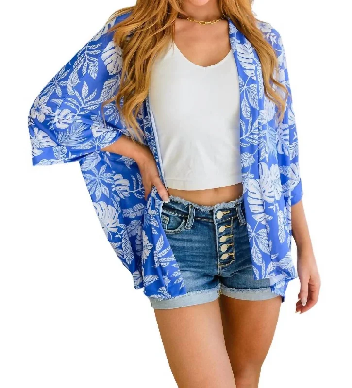 Premium Fabrics Tropical Stories Kimono In Blue