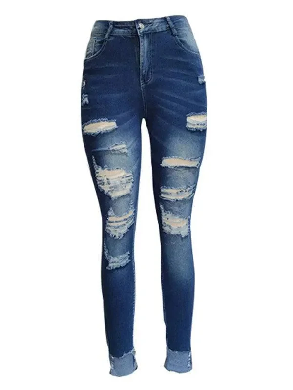 Fashion Forward Women Distressed Skinny Jeans - Lined