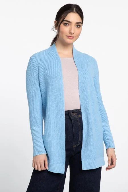 Elegant Style Kinross Cashmere Rib Drape Cardigan