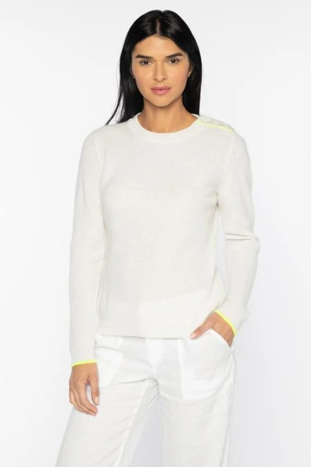 Budget Saver Kinross Cashmere Piped Shoulder Button Crew