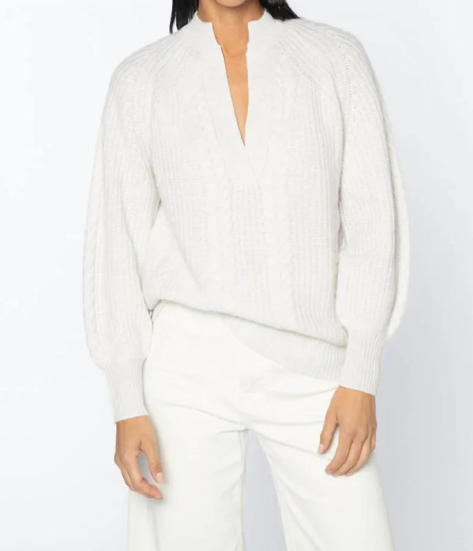 Explore What's New Cable Splitneck Crew Sweater In Whisper