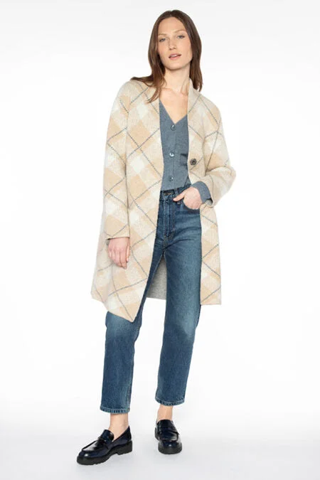 Mega Sale Kinross Cashmere Bias Plaid Cardigan