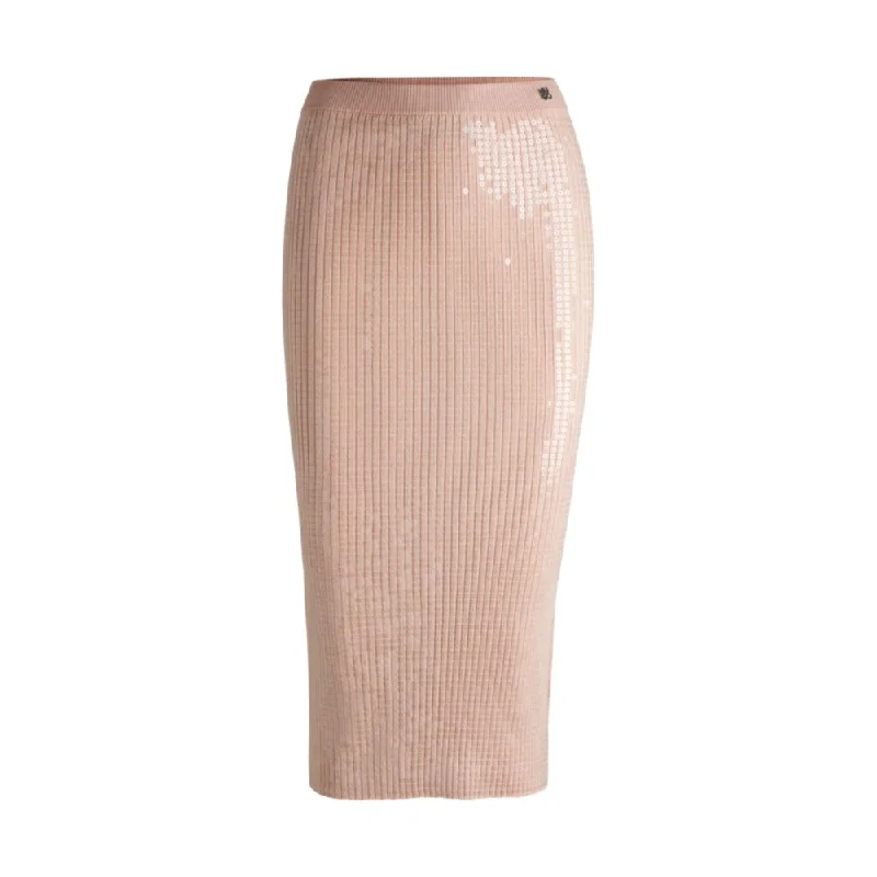 Everyday Wear Ribbed midi skirt with transparent sequins in slim fit