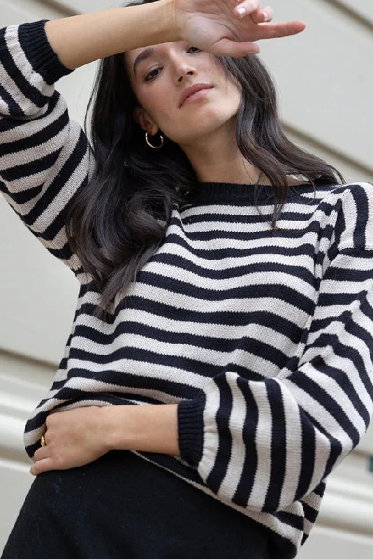 Elegant Clothing Sierra Black Stone Stripe Knit Jumper