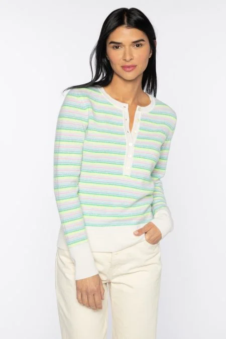 Casual Chic Kinross Cashmere Micro Stripe Henley