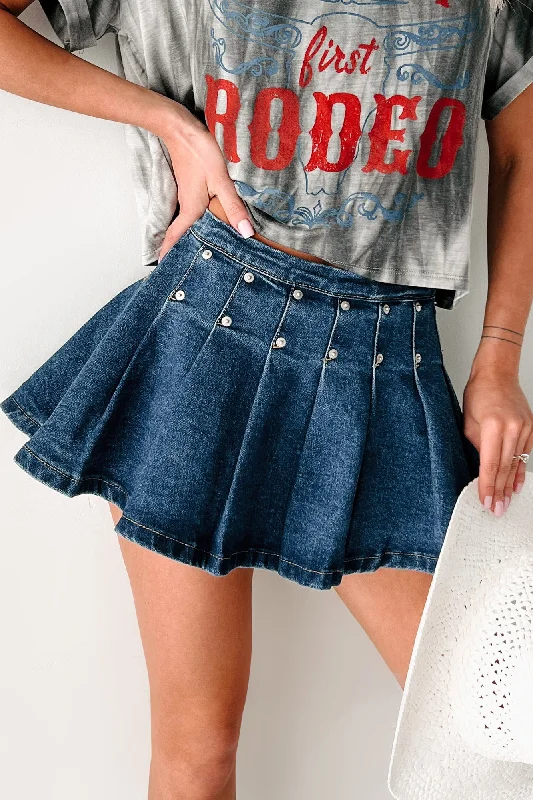 Casual Chic Boastful Generation Gatlin Pleated Mini Skirt (Denim)