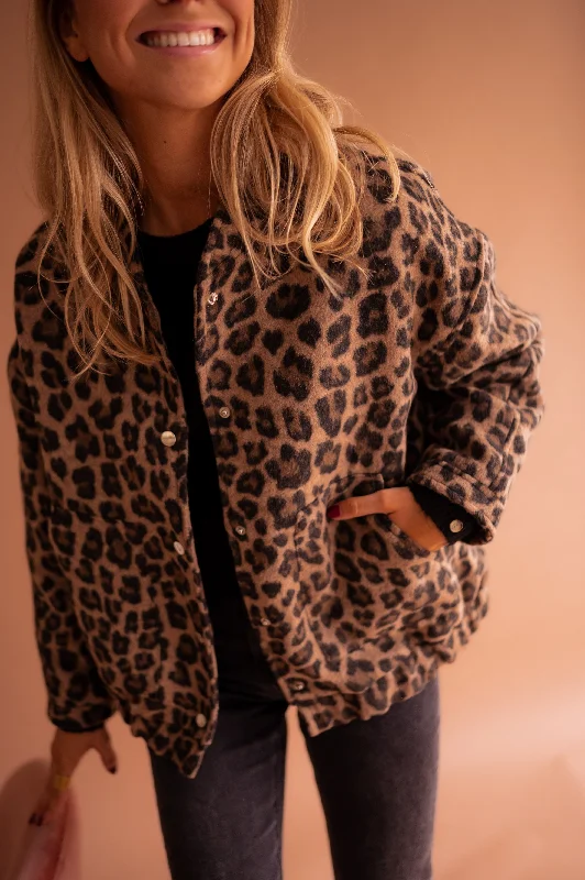 Seasonal Trends Leopard Cleo Bomber Jacket