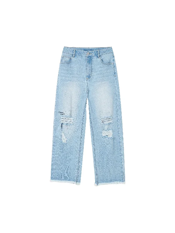 Style Revolution Boyfriend Ripped Tapered Leg Jeans