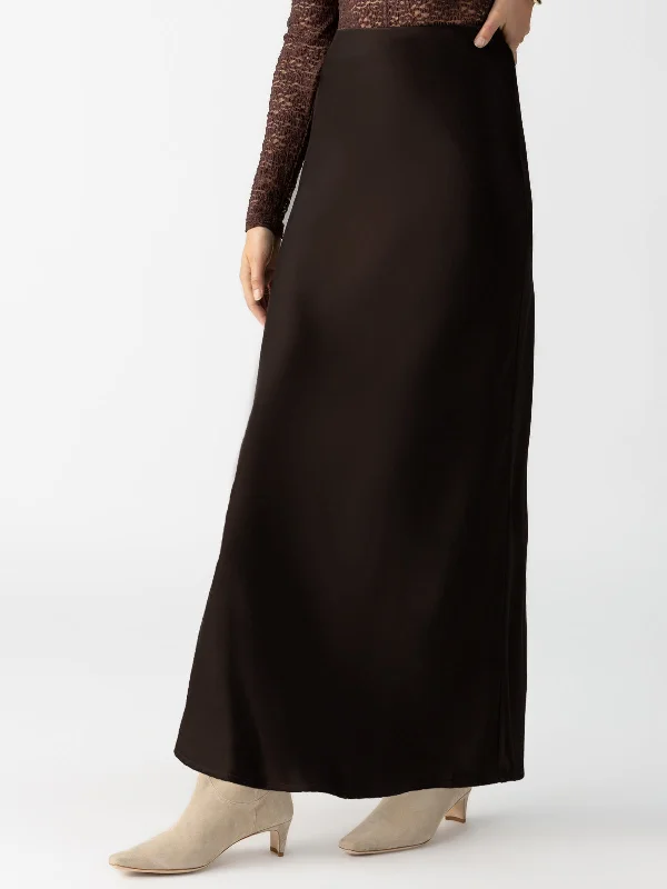 Trendy Street Style Attire Everyday Mid-Rise Maxi Skirt Coffee